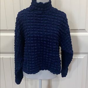 Zara royal blue waffle stretch blouse